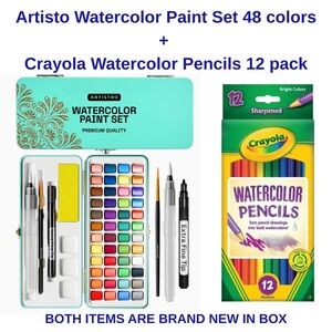 Artistro Watercolor Palette Kit and Crayola Watercolor Colored Pencils 12 pack